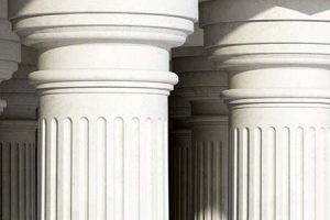 A building's Greek or Roman columns