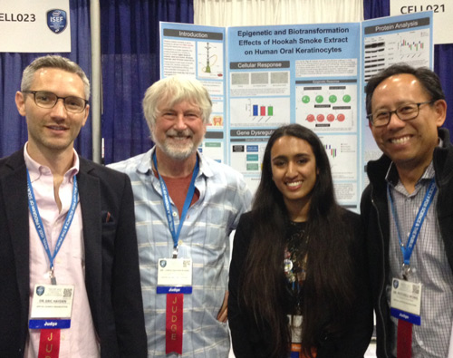 First place winner of the 2017 Addiction Science Award (L to R): Judges Drs. Eric Hayden and Chris Evans, 1st place winner Anusha Zaman, and Judge Dr. Mitchell Wong