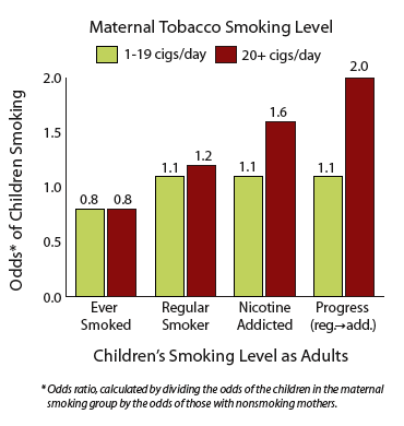 Heavier Maternal Smoking During Pregnancy Increased Children's Odds of Nicotine Addiction as Adults