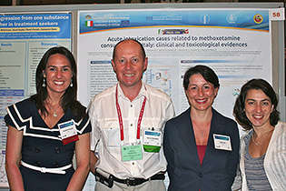 From left, Claudia Rimondo, Italy; Valeriy Ryabukha, Ukraine; Catia Seri, Italy; Marsha Lopez, NIDA Division of Epidemiology, Services and Prevention Research.