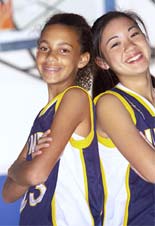 Two girl basketball players