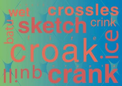 Methamphetamine slang - croak, crank. sketch