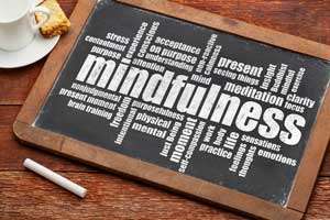 word cloud with the word mindfulness in the center