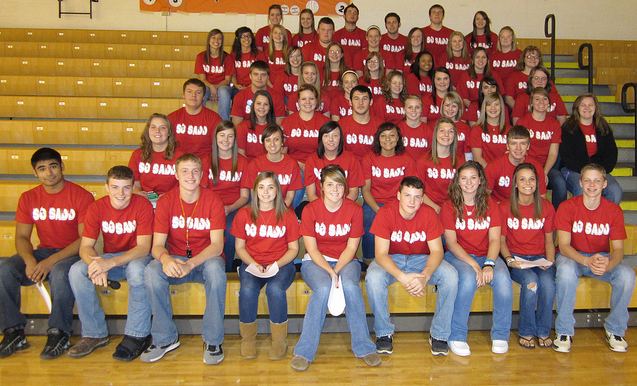 Students at the National Drug Facts Week assembly for the South Central SADD organization in Greenwich, Ohio. 