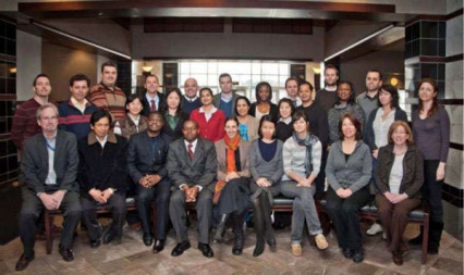 NIDA International Program Director Dr. Steve W. Gust, bottom row far left, and Ms. Dale Weiss, Associate Director, bottom row far right, welcome new 2011 Hubert H. Humphrey, INVEST, and INVEST-CTN Fellows.