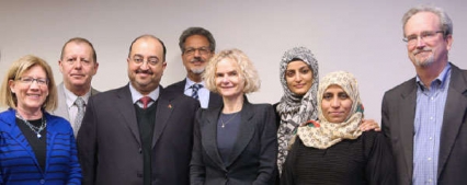 Nora Volkow with representatives from the United Arab Emirates and Peru