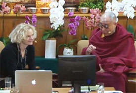Photo of NIDA Director, Nora Kolkow, M.D. with the Dalai Lama.