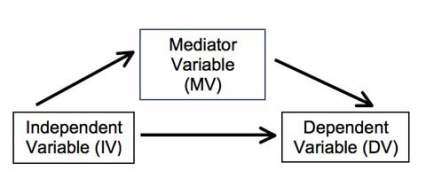 image showing Independent Variable effect on Mediator and Dependent Variable and also effect of Mediator Variable on Dependent Variable